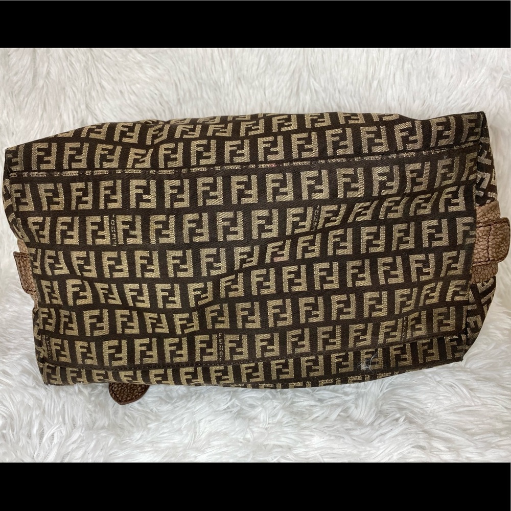 FENDI Brown Zucca Leather Satchel - Vintage - Picture 10 of 13